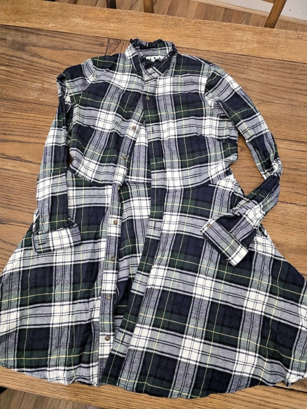 Cozy Cabin Flannels Plaid Button Down Cotton Dress Size Small